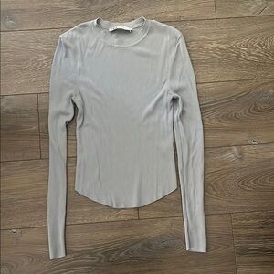 Zara Light Blue Gray Ribbed Bodysuit